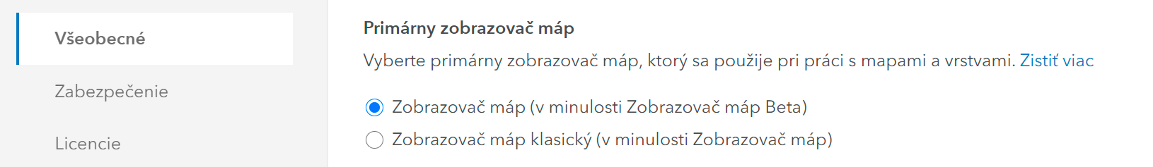 Výber defaultného map vieweru